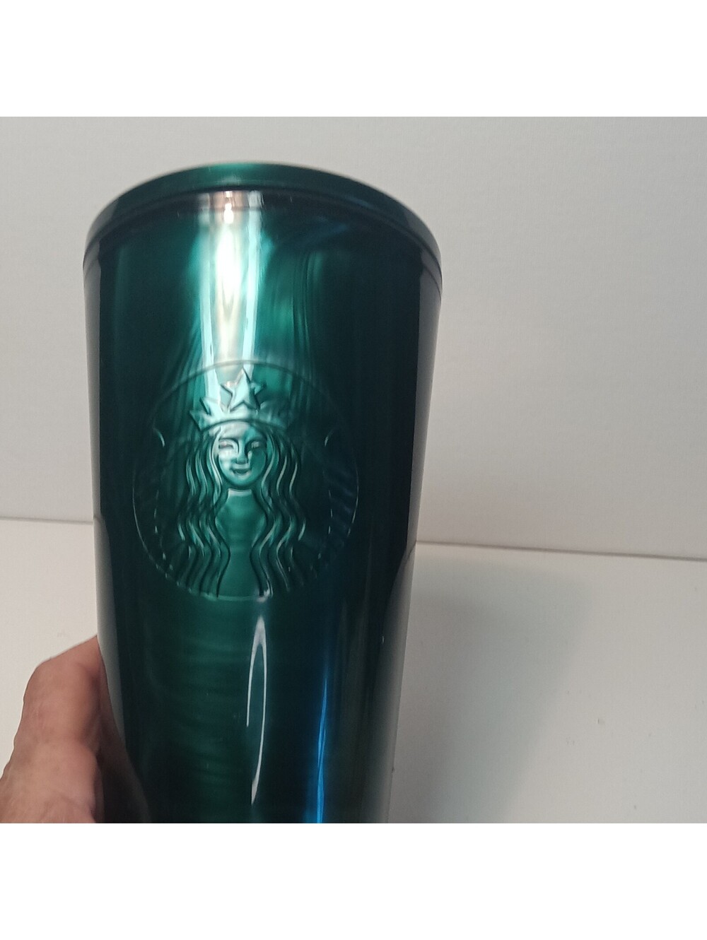 Starbucks Green Marbled Plastic Tumbler 16 fl oz Drink-Through Lid Siren w straw